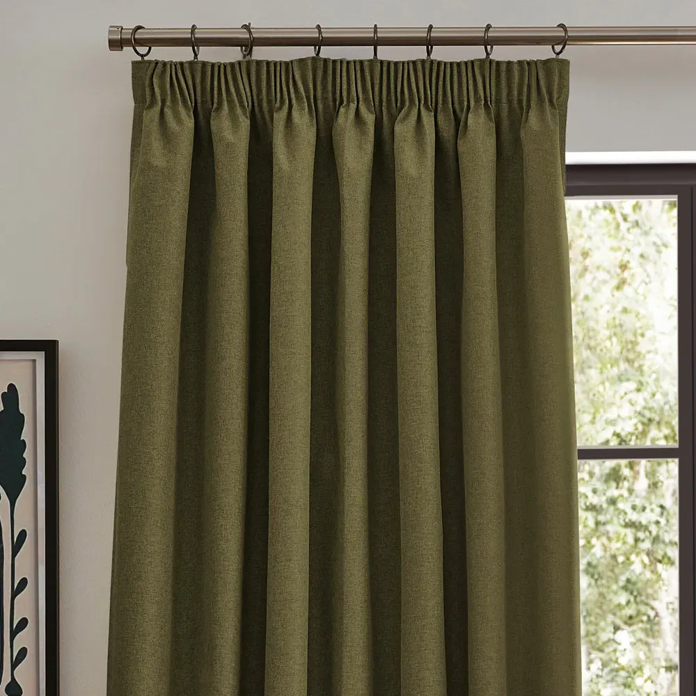 Dawn Blackout Pencil Pleat Curtains - Green