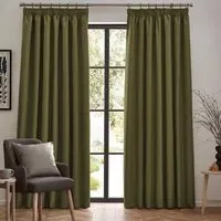 Dawn Blackout Pencil Pleat Curtains - Green