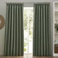 Dawn Eucalyptus Blackout Pencil Pleat Curtains - Green