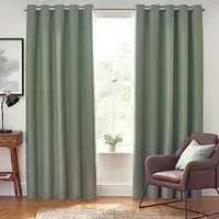 Dawn Eucalyptus Thermal Blackout Eyelet Curtain - Green