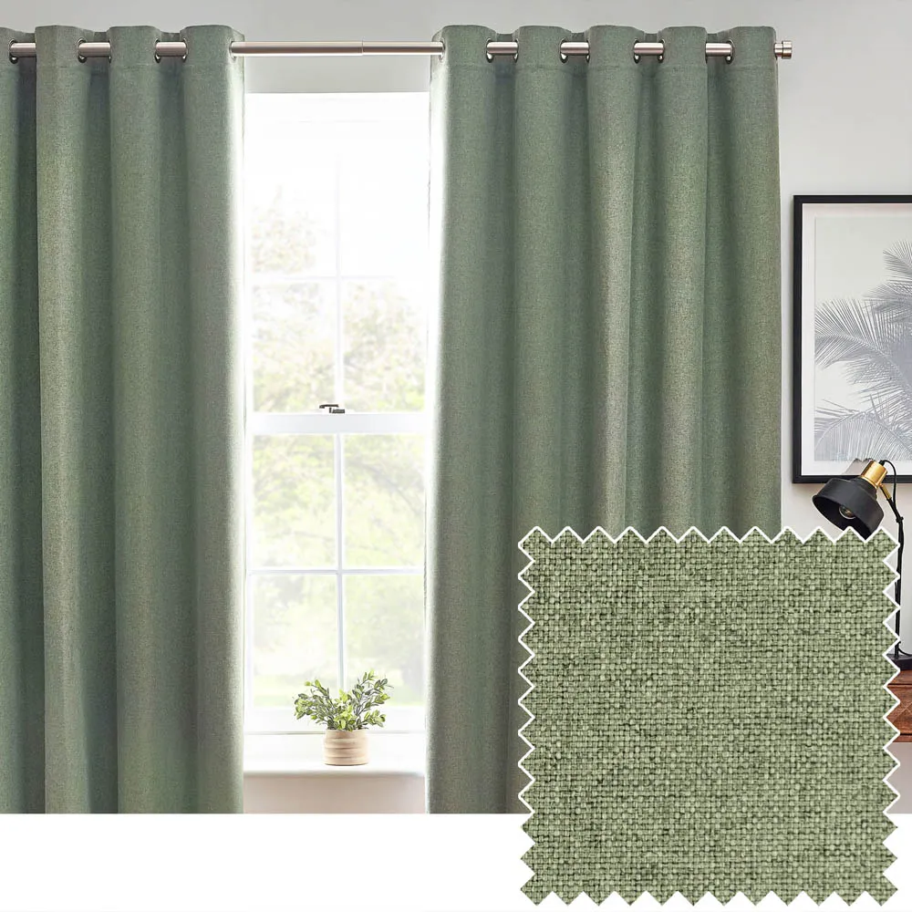 Dawn Eucalyptus Thermal Blackout Eyelet Curtain - Green