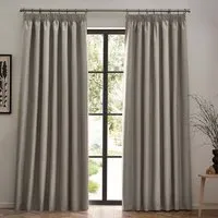 Dawn Linen Blackout Pencil Pleat Curtains - Brown