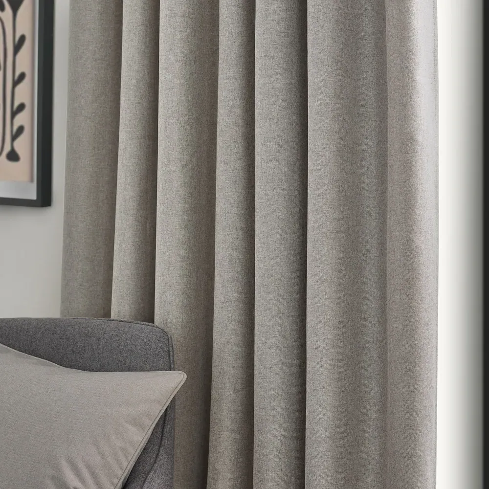 Dawn Linen Blackout Pencil Pleat Curtains - Brown