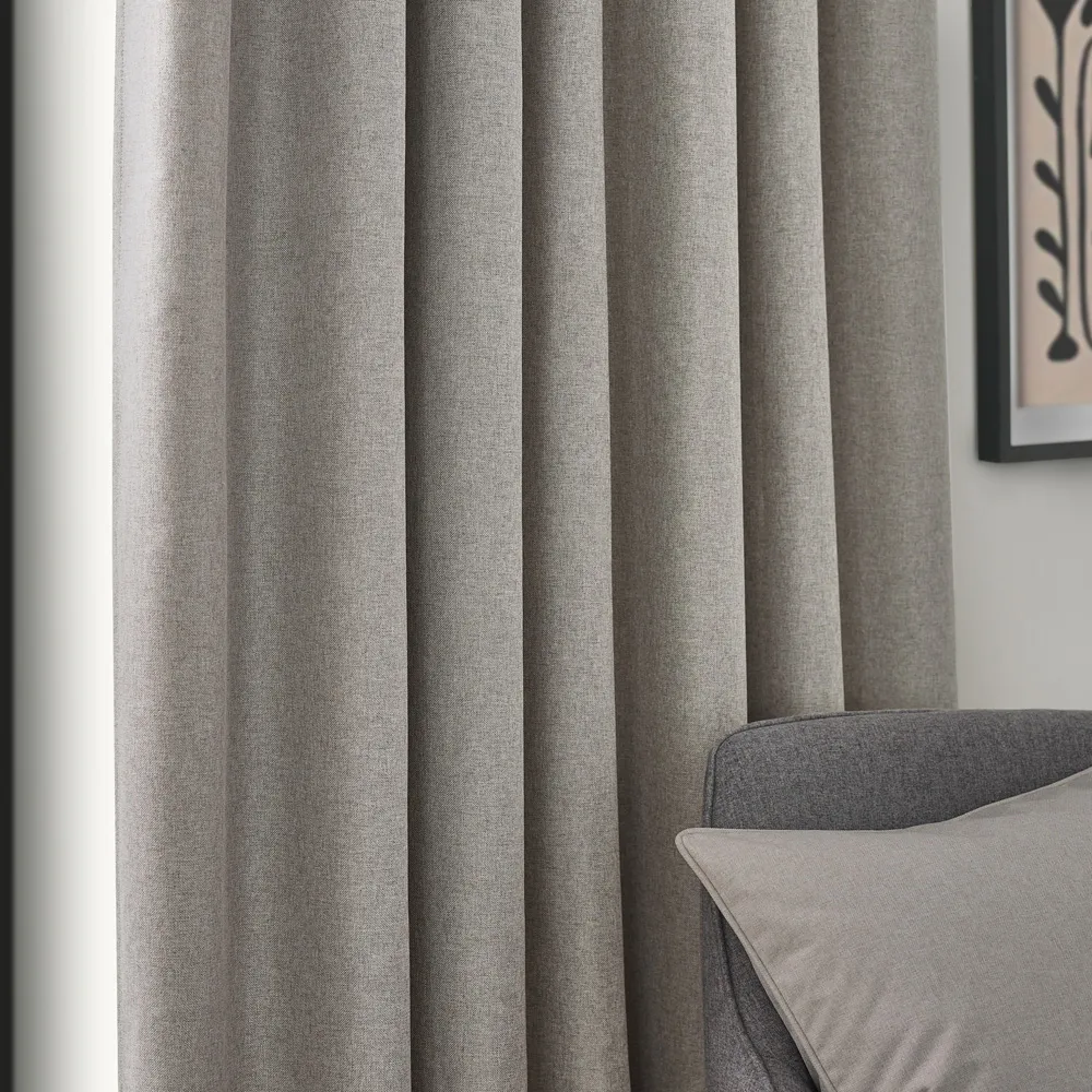 Dawn Linen Blackout Pencil Pleat Curtains - Brown