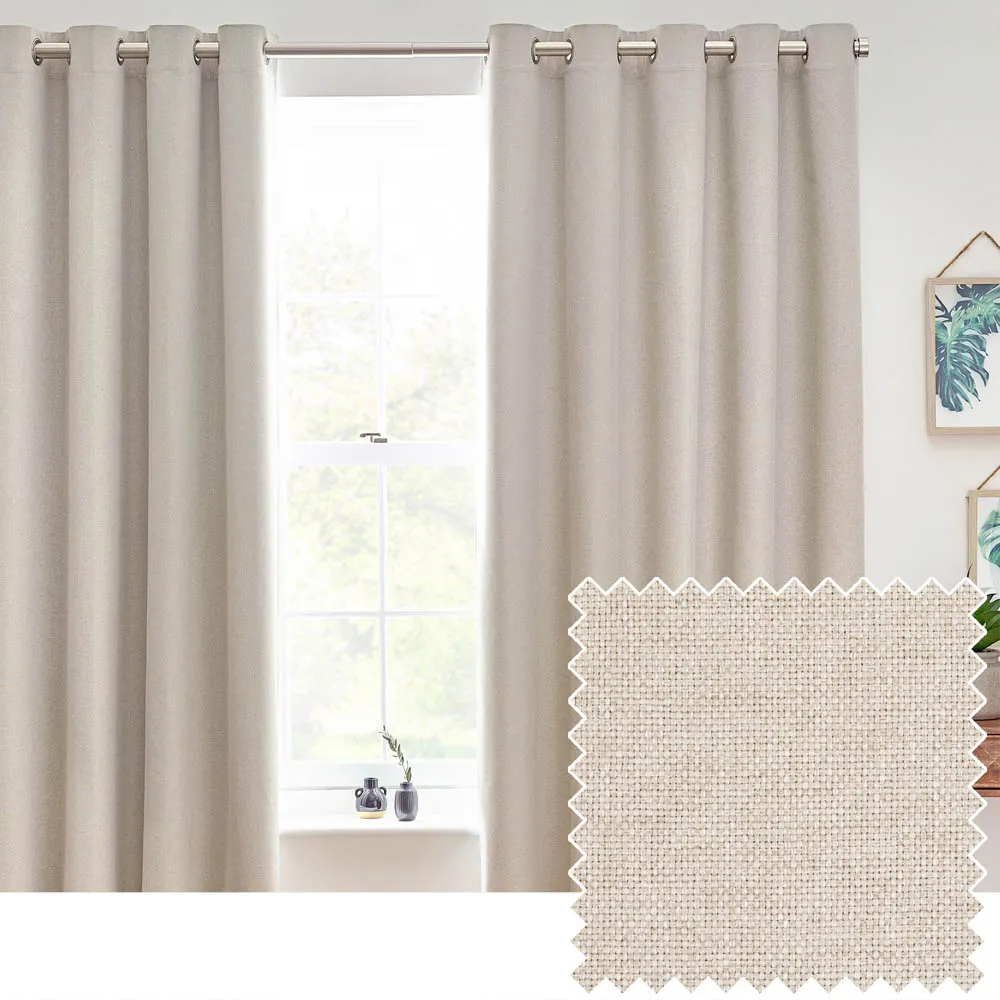 Dawn Linen Thermal Blackout Eyelet Curtain - Cream