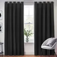 Dawn Textured Blackout Eyelet Curtains - Black