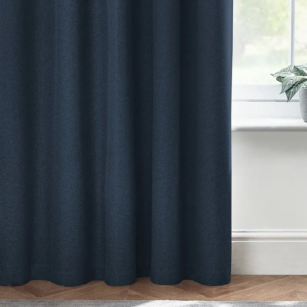 Dawn Textured Blackout Eyelet Curtains - Blue
