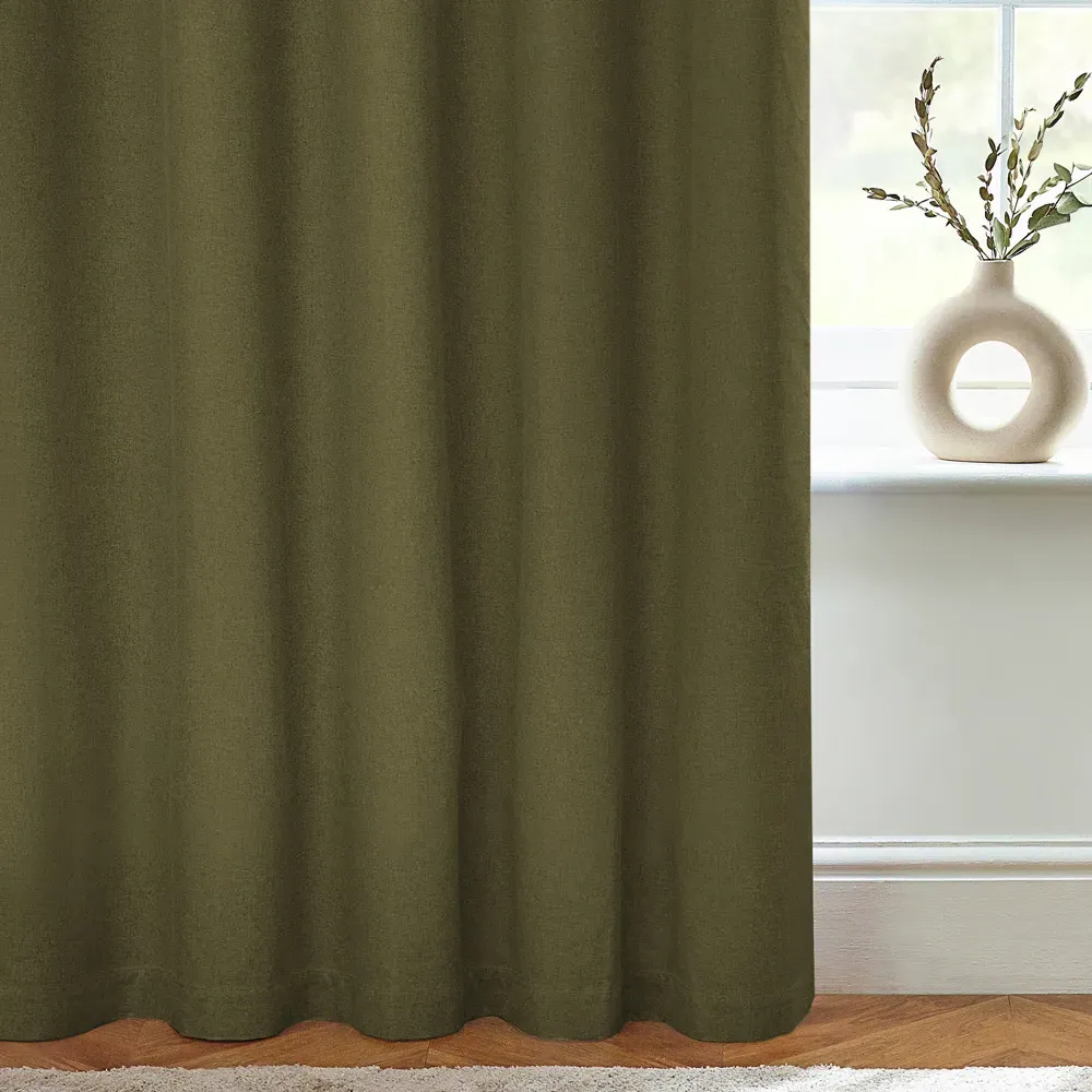 Dawn Textured Blackout Eyelet Curtains - Green