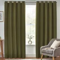 Dawn Textured Blackout Eyelet Curtains - Green