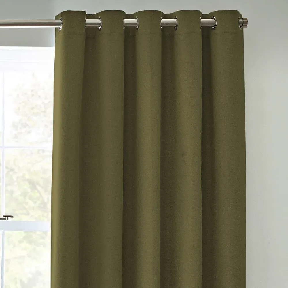 Dawn Textured Blackout Eyelet Curtains - Green