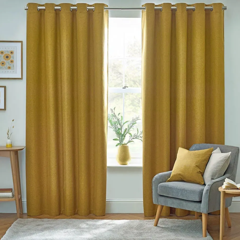 Dawn Thermal Blackout Eyelet Curtain - Mustard image