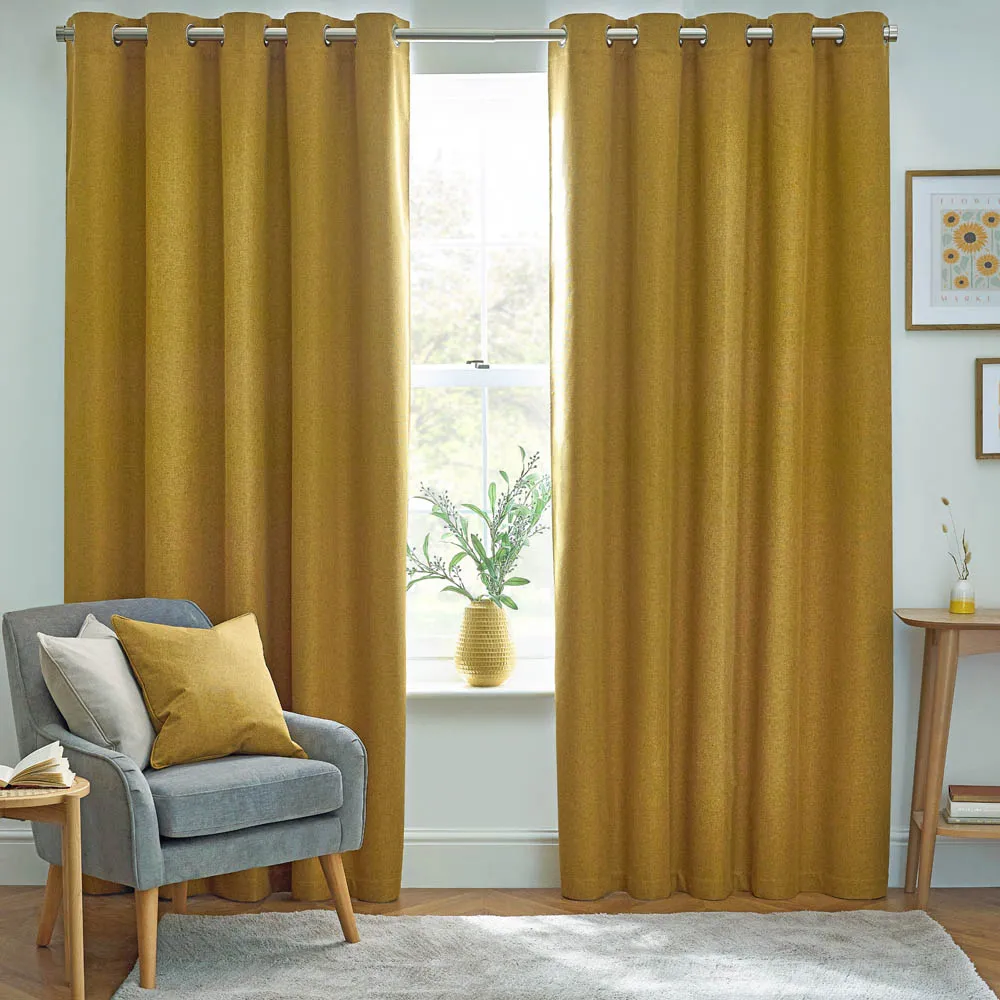 Dawn Thermal Blackout Eyelet Curtain - Mustard