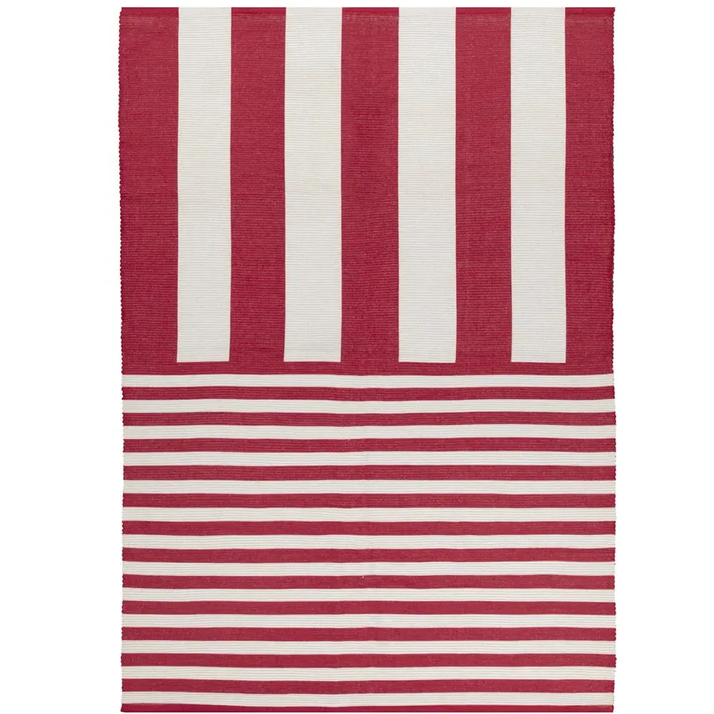 Deck Stripe Printed Indoor and Outdoor Rug - White