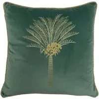 Desert Palm Mineral Embroidered Cushion - Multi, Velvet