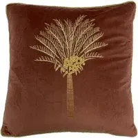 Desert Palm Rock Rose Embroidered Cushion - Multi, Velvet