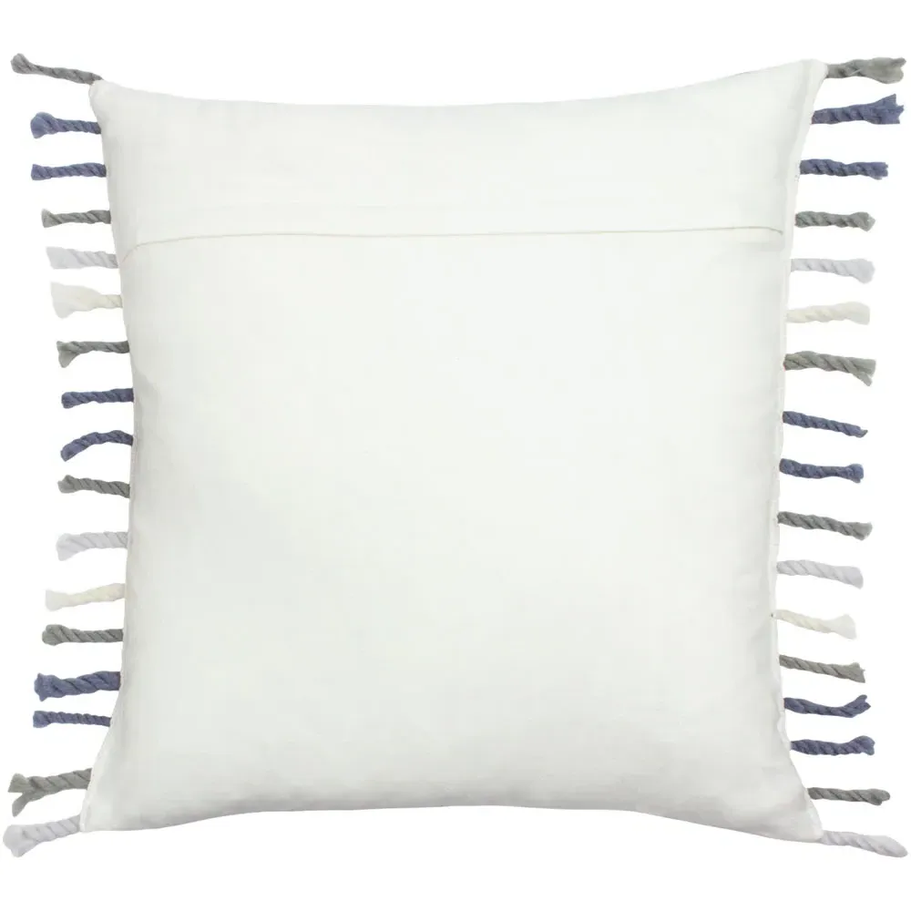Dhadit Stripe Cushion with Tassels - Natural Grey