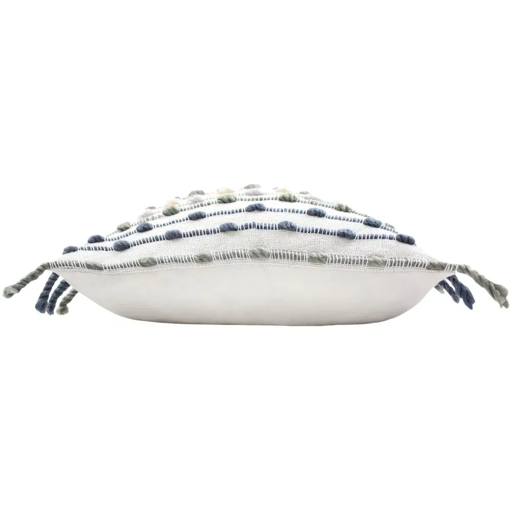 Dhadit Stripe Cushion with Tassels - Natural Grey