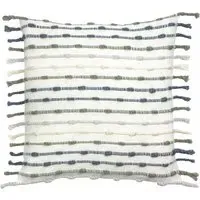 Dhadit Stripe Cushion with Tassels - Natural Grey