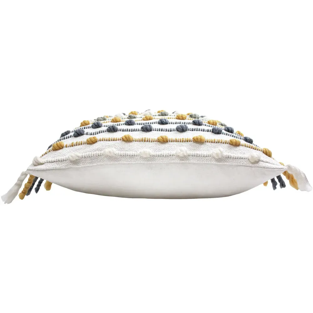 Dhadit Stripe Cushion with Tassels - Ochre Natural