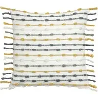 Dhadit Stripe Cushion with Tassels - Ochre Natural