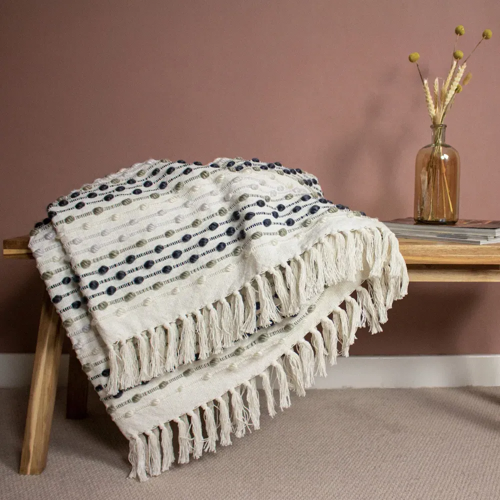 Dhadit Stripe Throw - Grey