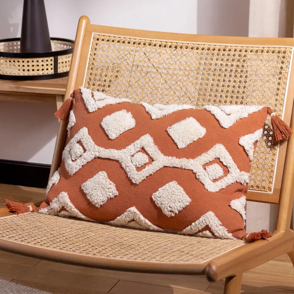 Dharma Tufted Cushion - Brown, Cotton