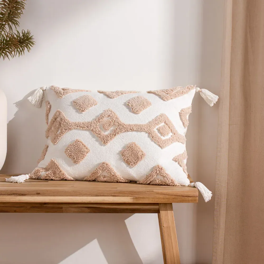 Dharma Tufted Cushion - Cream, Cotton