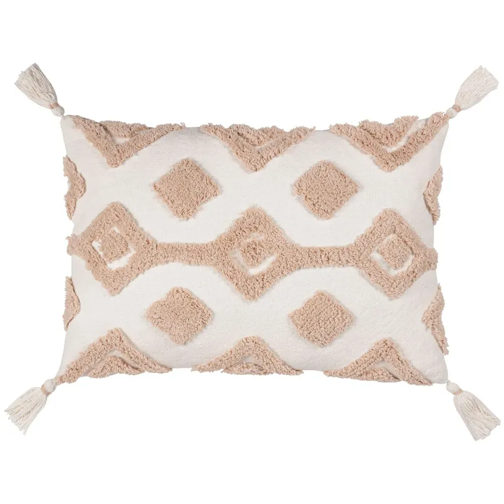 Dharma Tufted Cushion - Cream, Cotton