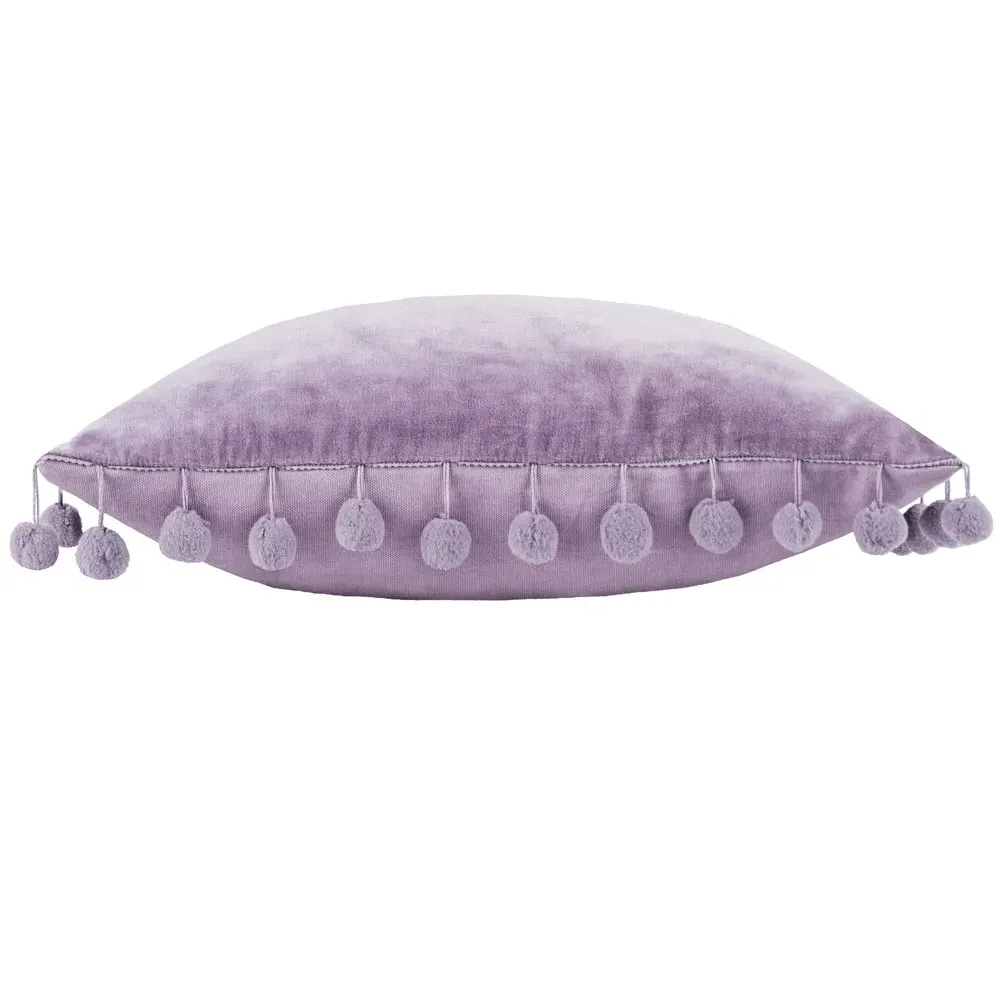 Dora Velvet Pom Pom Cushion - Lilac