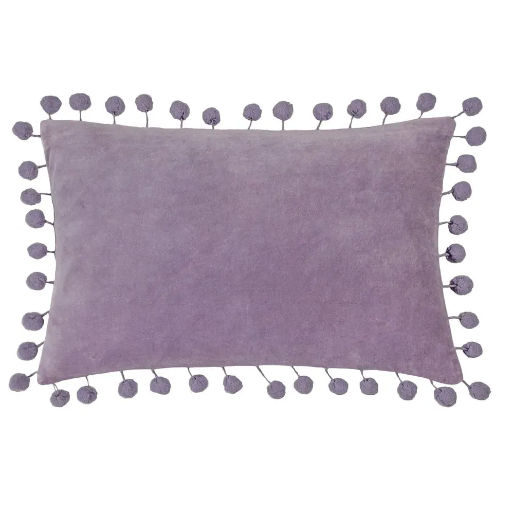 Dora Velvet Pom Pom Cushion - Lilac