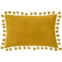Dora Velvet Pom Pom Cushion - Ochre