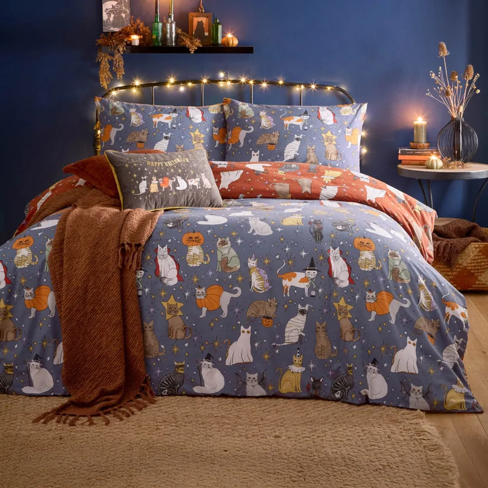 Double Halloween Pawty Reversible Duvet Set - Multi