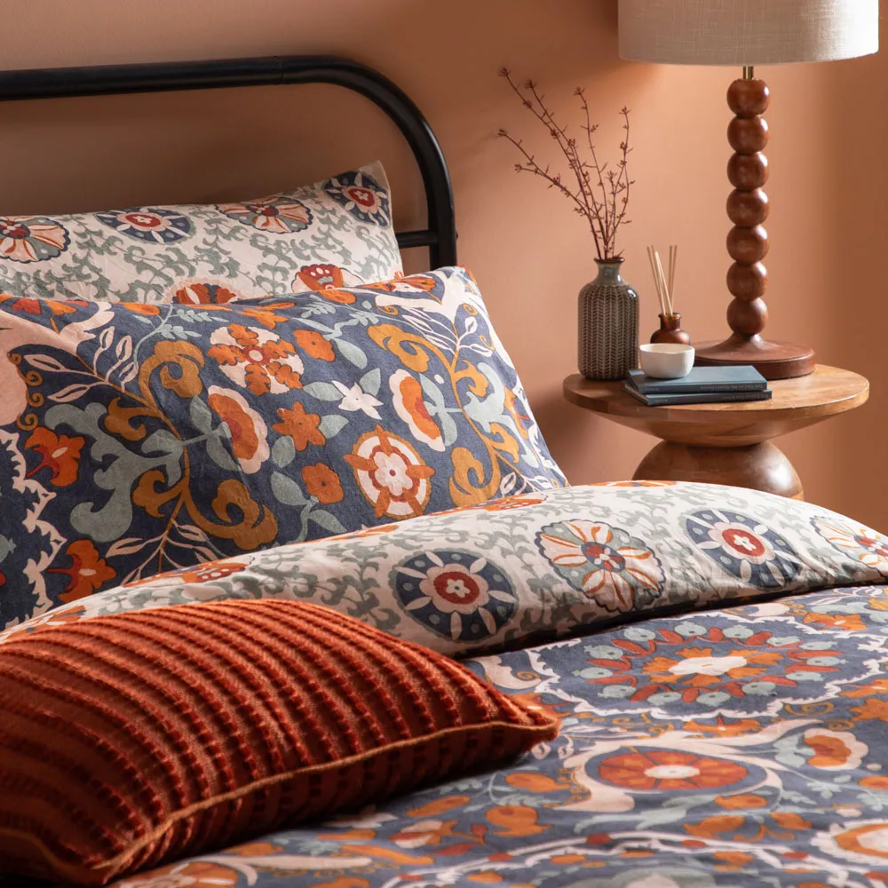 Double Kinfolk Printed Reversible Duvet Set - Blue