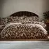 Double Leopard Printed Frill Trim Duvet Set - Multi