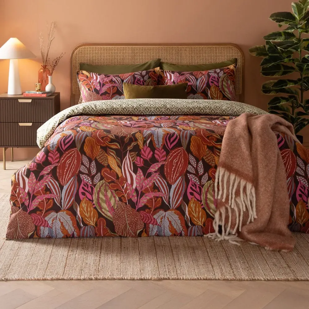 Double Utopia Printed Reversible Duvet Set - Orange