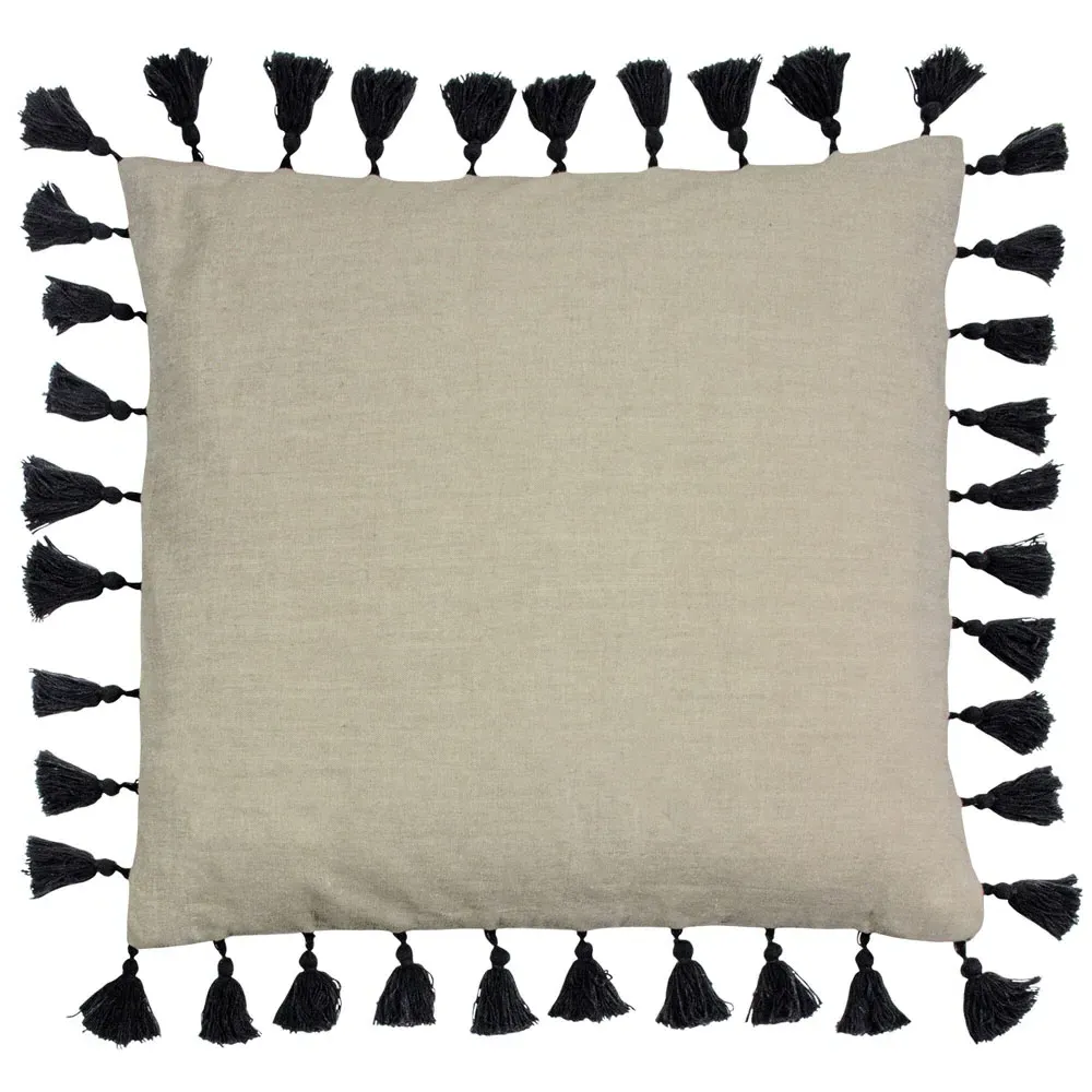 Dune Tasselled Cushion - Black, Cotton image