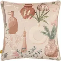 Earthen Natural Velvet Piped Cushion - Cream, Velvet