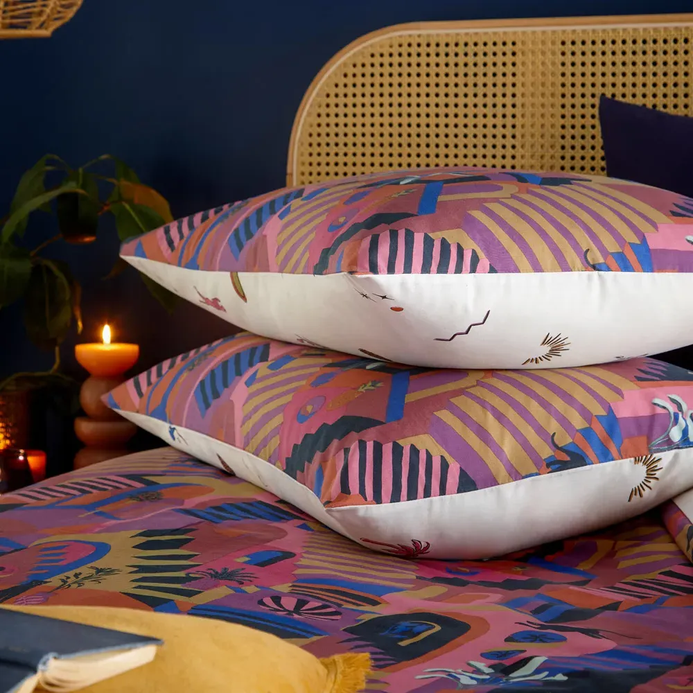 Eivissa Super King Abstract Duvet Cover Set - Pink