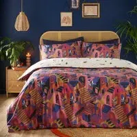 Eivissa Super King Abstract Duvet Cover Set - Pink