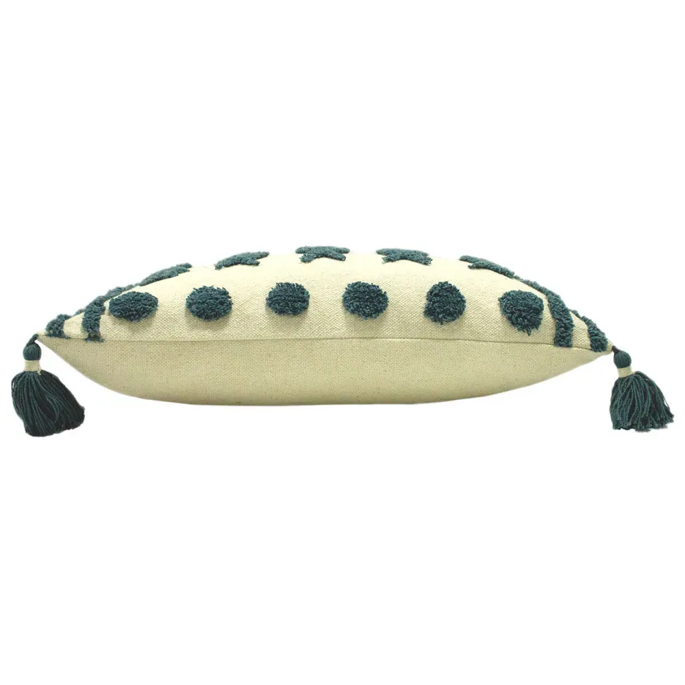 Esme Tufted Cotton Cushion - Teal