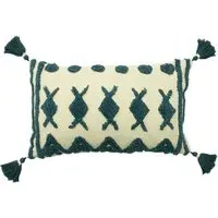 Esme Tufted Cotton Cushion - Teal