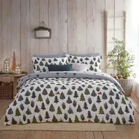 Evergreen King Size Duvet Cover Set - Green, Brushed Cotton
