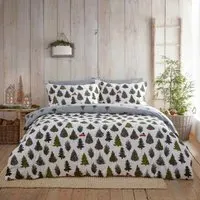 Evergreen Single Duvet Cover Set - Green, Brushed Cotton
