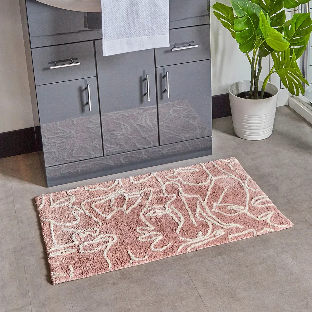 Everybody Cotton Anti-Slip Bath Mat - Blush and Cream