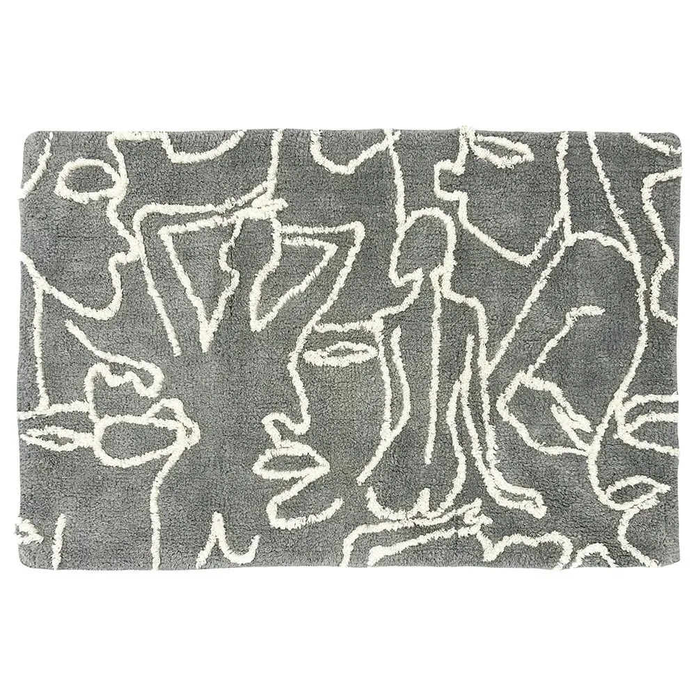 Everybody Cotton Anti-Slip Bath Mat - Grey and Cream