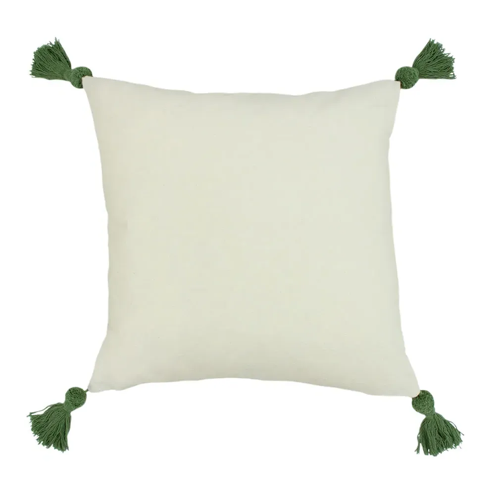Ezra Embroidered Cushion - Sage, Linen-Look