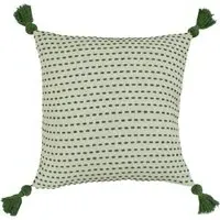 Ezra Embroidered Cushion - Sage, Linen-Look