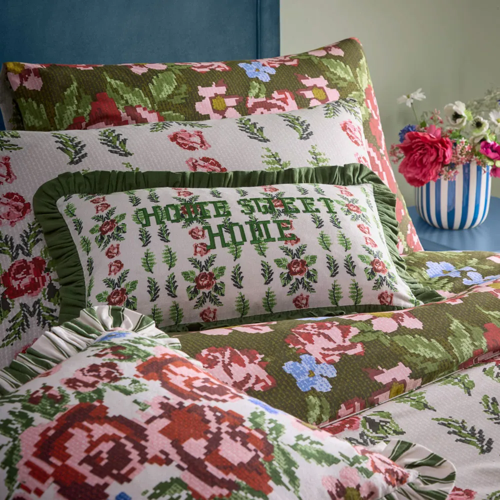 Feeoni Double Floral Duvet Set - Willow Green