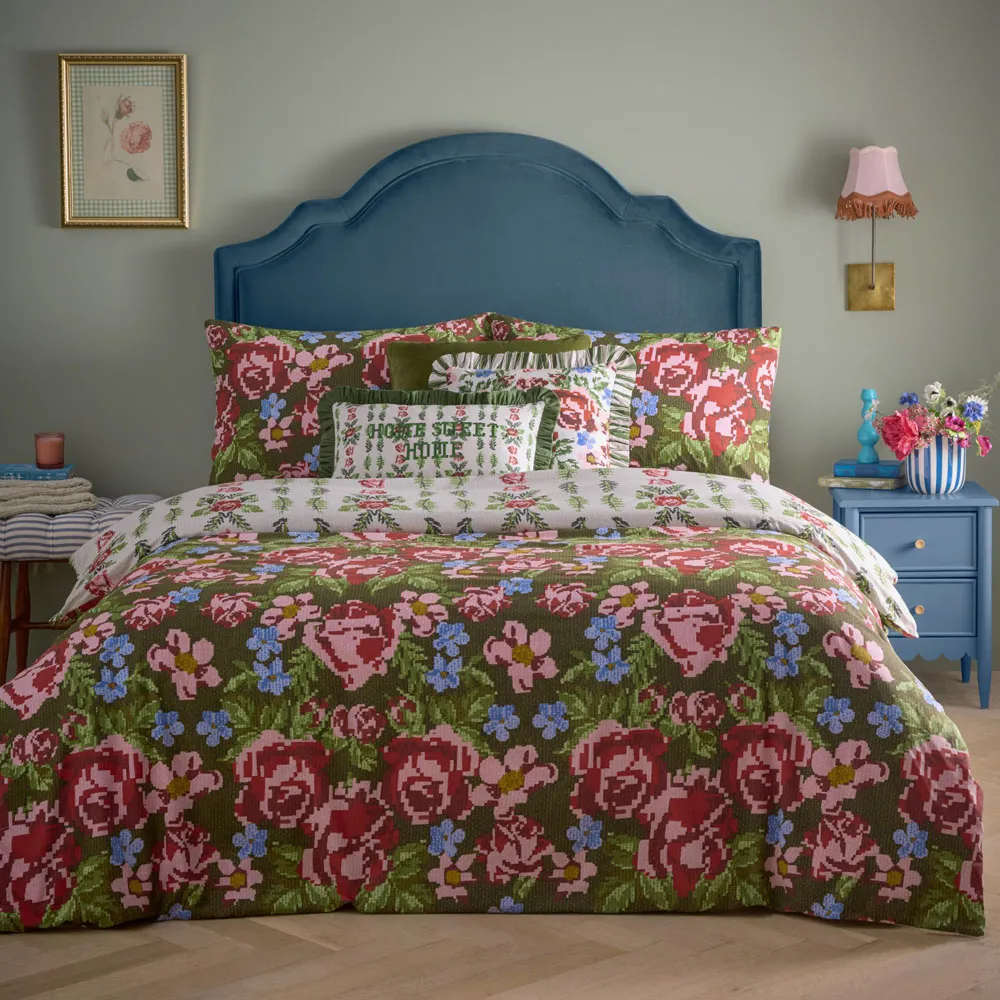 Feeoni Double Floral Duvet Set - Willow Green