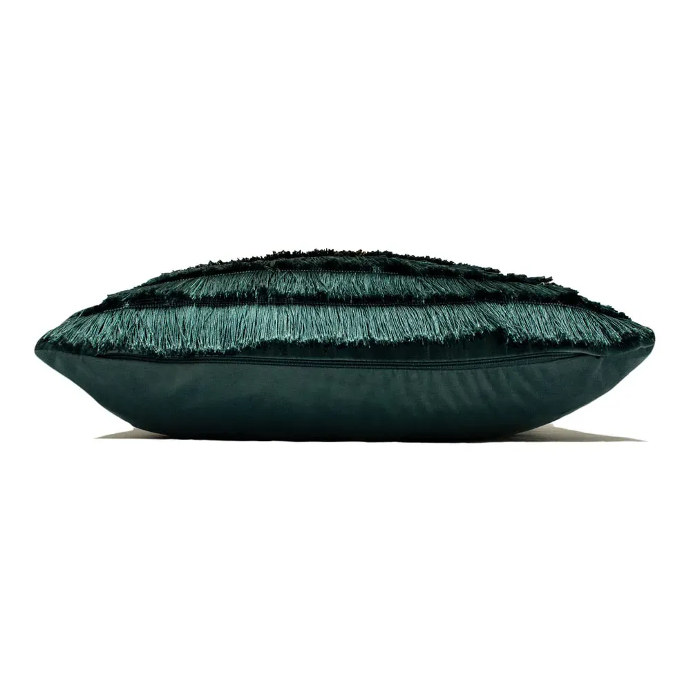 Flicker Fringed Cushion - Teal, Polyester